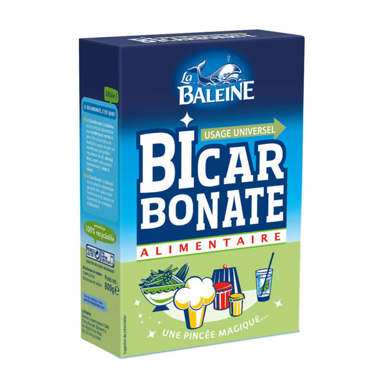 Bicarbonate alimentaire étui carton 800g La Baleine
