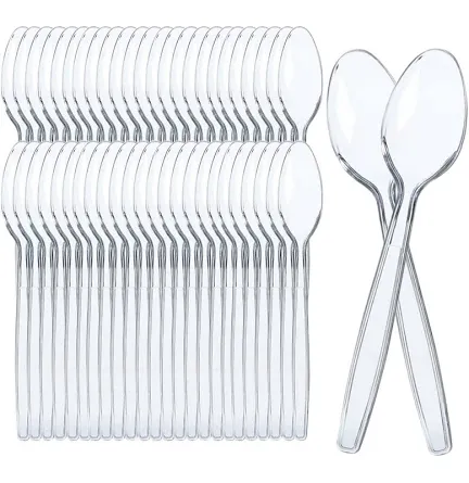 Cuillères réutilisables en plastique transparent
